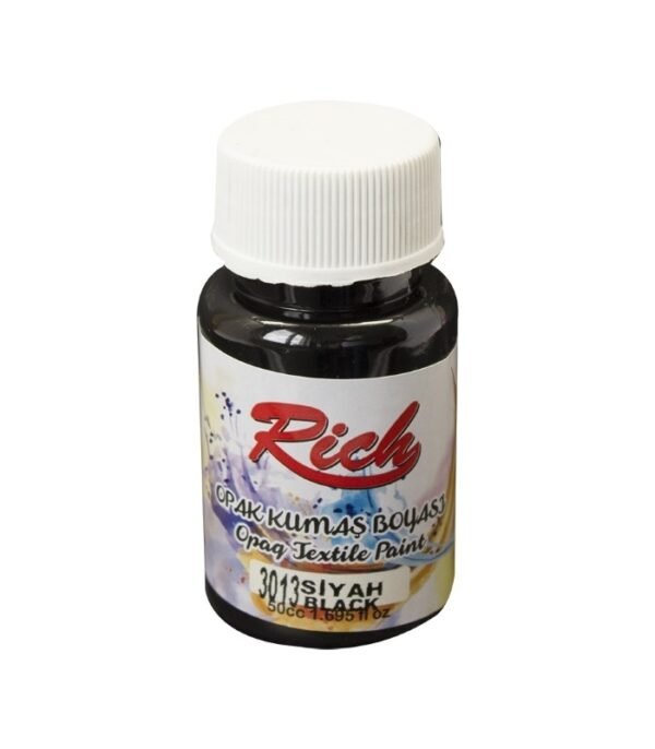 3013 Black - Rich Fabric Acrylic Paint 50 cc